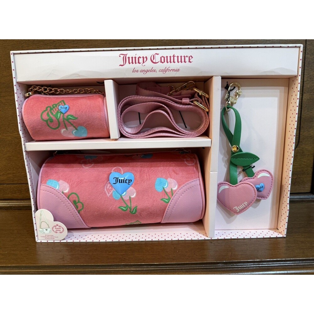 Juicy Couture Heritage Cherry Barrel Bag Box Set - Limited Edition Pink Lemonade